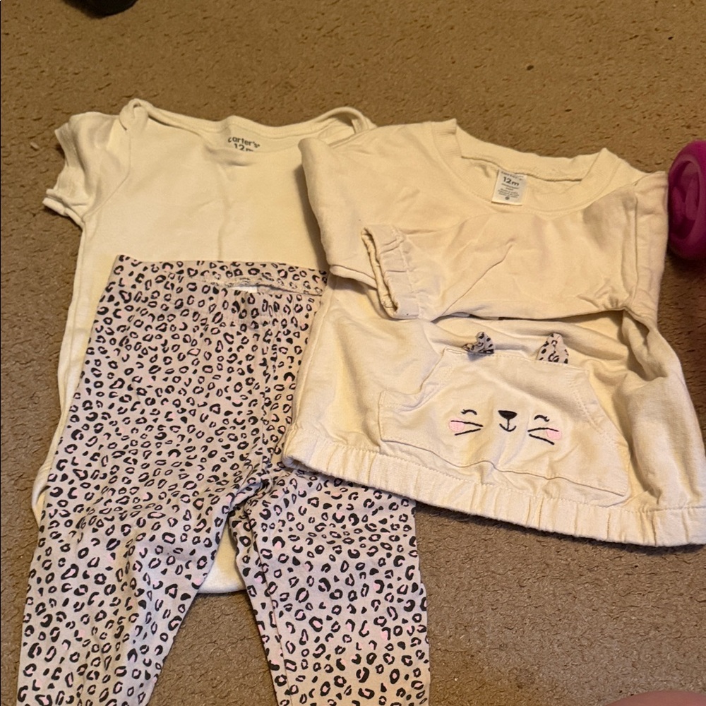 Carter's Cream and Black Leopard Pajama Set